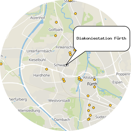 Kartenausschnitt für die Firma Diakoniestation Fürth