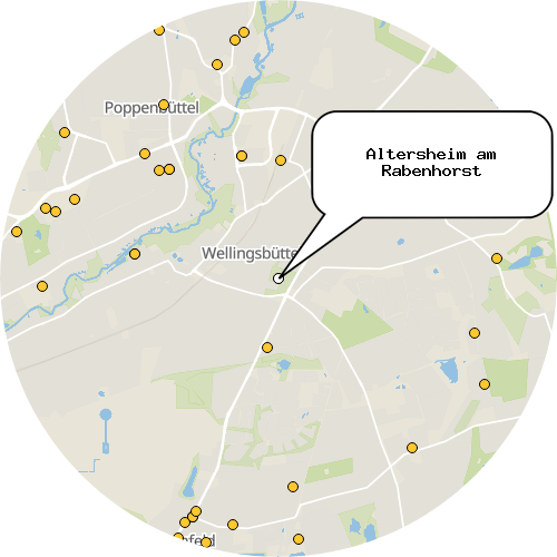 Kartenausschnitt für die Firma Altersheim am Rabenhorst
