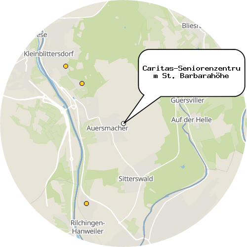 Kartenausschnitt für die Firma Caritas-Seniorenzentrum St. Barbarahöhe