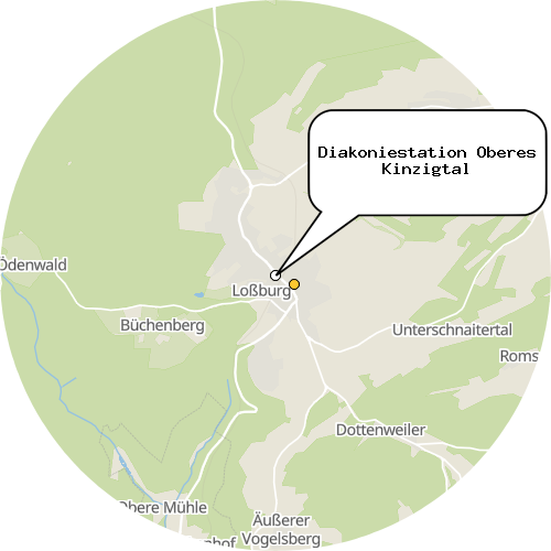 Kartenausschnitt für die Firma Diakoniestation Oberes Kinzigtal
