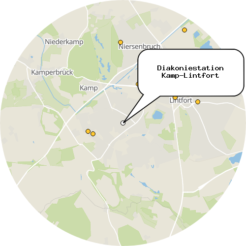Kartenausschnitt für die Firma Diakoniestation Kamp-Lintfort