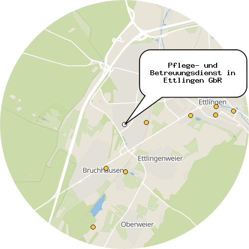 Kartenausschnitt für die Firma Pflege- und Betreuungsdienst in Ettlingen GbR