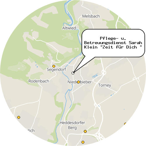 Kartenausschnitt für die Firma Pflege- u. Betreuungsdienst Sarah Klein "Zeit für Dich "