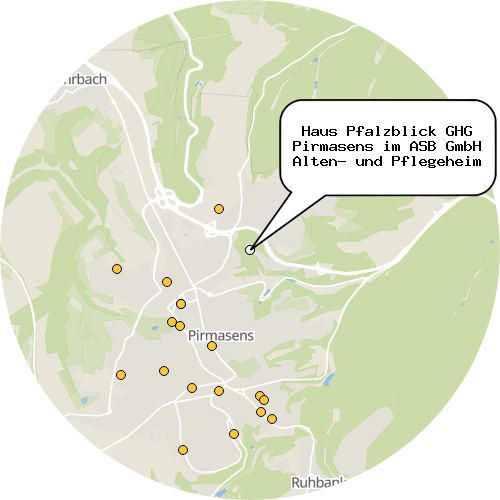 Kartenausschnitt für die Firma Haus Pfalzblick GHG Pirmasens im ASB GmbH Alten- und Pflegeheim