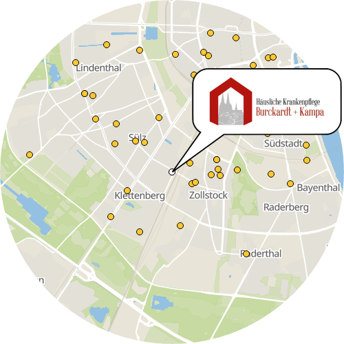 Kartenausschnitt für die Firma Mobiler Pflegedienst Köln Burckardt & Kampa GmbH