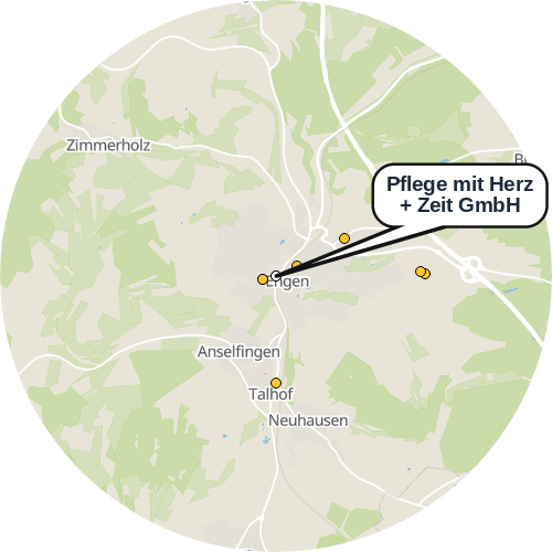 Kartenausschnitt für die Firma Pflege mit Herz + Zeit GmbH