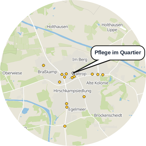 Kartenausschnitt für die Firma Pflege im Quartier