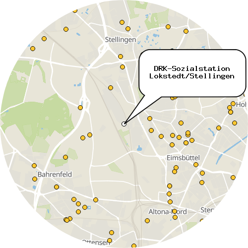 Kartenausschnitt für die Firma DRK-Sozialstation Lokstedt/Stellingen