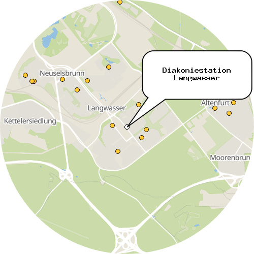 Kartenausschnitt für die Firma Diakoniestation Langwasser