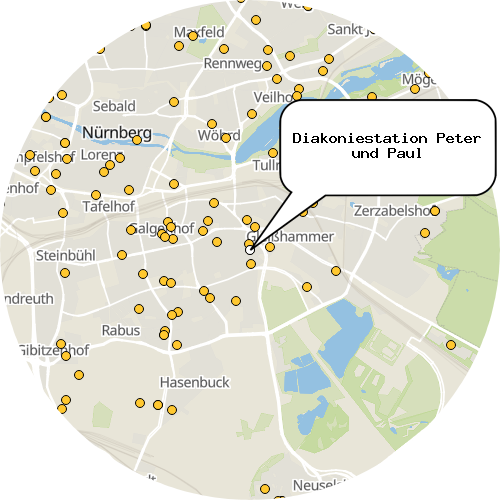 Kartenausschnitt für die Firma Diakoniestation Peter und Paul