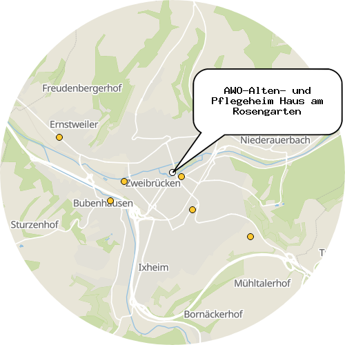 Kartenausschnitt für die Firma AWO-Alten- und Pflegeheim Haus am Rosengarten
