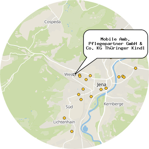 Kartenausschnitt für die Firma Mobile Amb. Pflegepartner GmbH & Co. KG Thüringer Kindl