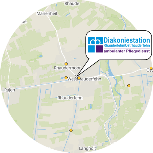 Kartenausschnitt für die Firma Diakoniestation Rhauderfehn/Ostrhauderfehn