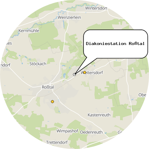 Kartenausschnitt für die Firma Diakoniestation Roßtal