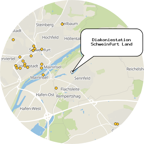 Kartenausschnitt für die Firma Diakoniestation Schweinfurt Land