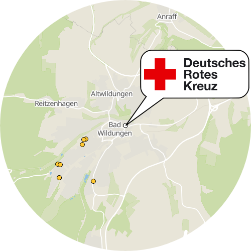 Kartenausschnitt für die Firma Deutsches Rotes Kreuz KV Bad Wildungen e.V. Sozialstation Bad Wildungen