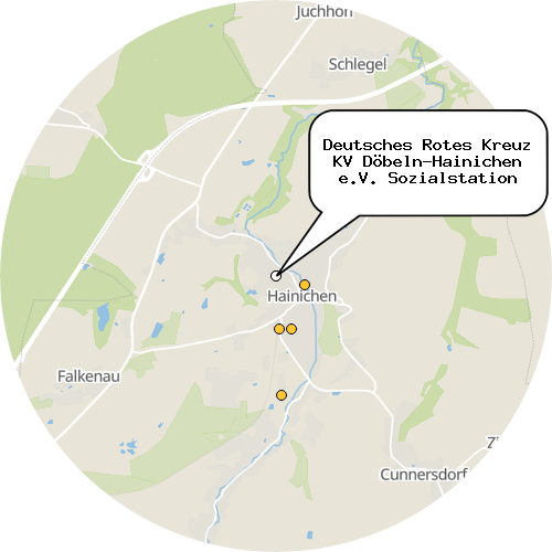 Kartenausschnitt für die Firma Deutsches Rotes Kreuz KV Döbeln-Hainichen e.V. Sozialstation