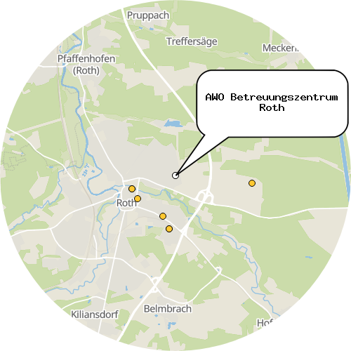 Kartenausschnitt für die Firma AWO Betreuungszentrum Roth