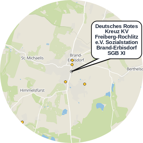 Kartenausschnitt für die Firma Deutsches Rotes Kreuz KV Freiberg-Rochlitz e.V. Sozialstation Brand-Erbisdorf SGB XI