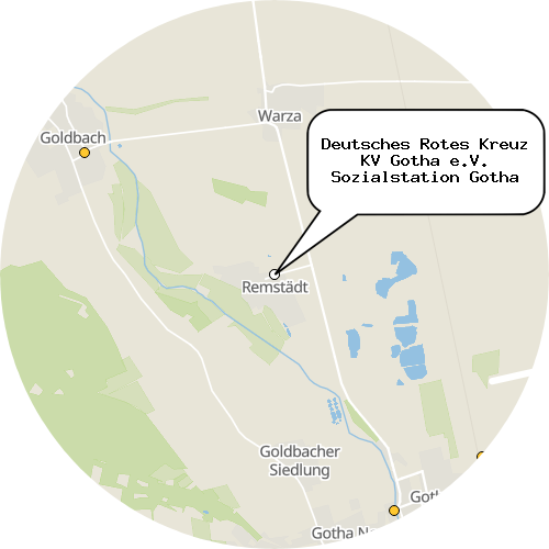 Kartenausschnitt für die Firma Deutsches Rotes Kreuz KV Gotha e.V. Sozialstation Gotha