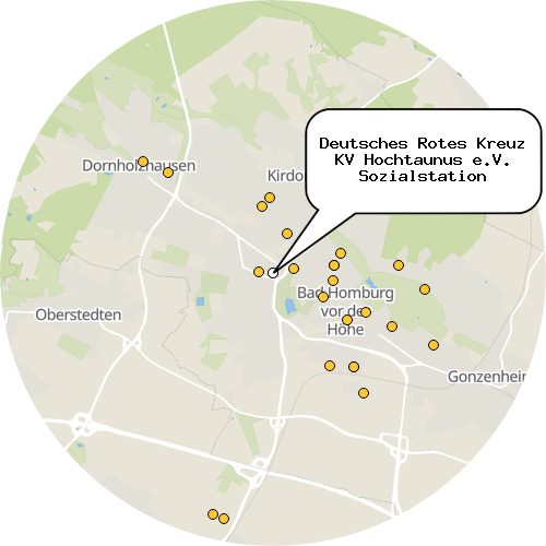 Kartenausschnitt für die Firma Deutsches Rotes Kreuz KV Hochtaunus e.V. Sozialstation