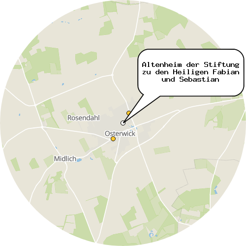 Kartenausschnitt für die Firma Altenheim der Stiftung zu den Heiligen Fabian und Sebastian