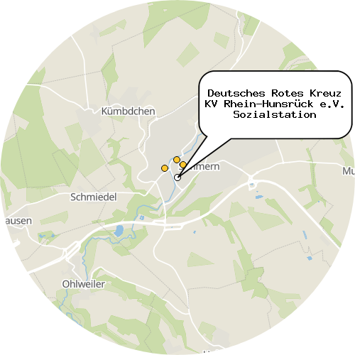 Kartenausschnitt für die Firma Deutsches Rotes Kreuz KV Rhein-Hunsrück e.V. Sozialstation