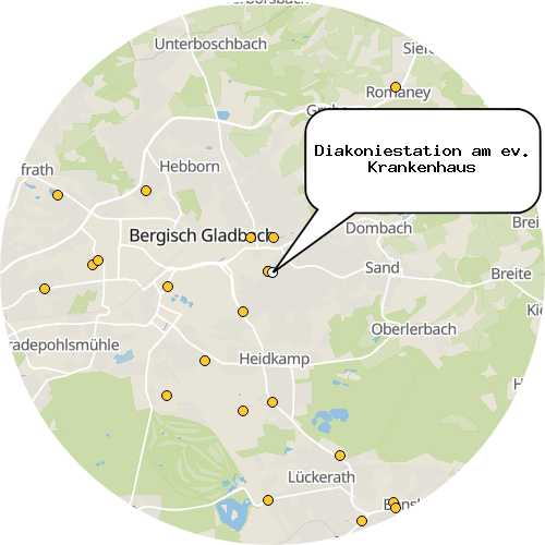 Kartenausschnitt für die Firma Diakoniestation am ev. Krankenhaus
