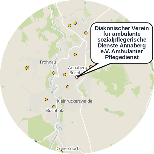Kartenausschnitt für die Firma Diakonischer Verein für ambulante sozialpflegerische Dienste Annaberg e.V. Ambulanter Pflegedienst