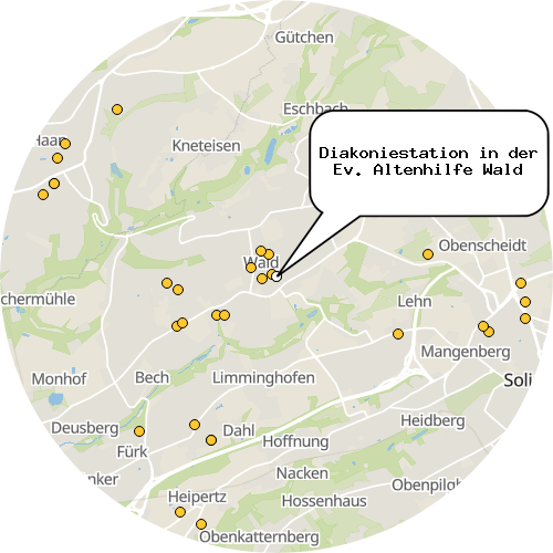 Kartenausschnitt für die Firma Diakoniestation in der Ev. Altenhilfe Wald