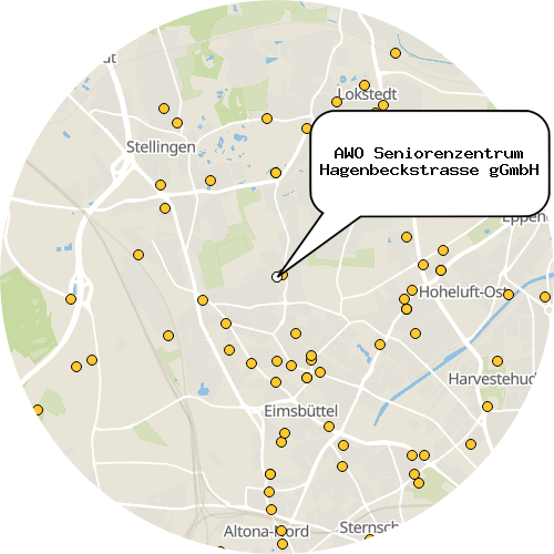 Kartenausschnitt für die Firma AWO Seniorenzentrum Hagenbeckstrasse gGmbH