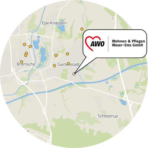 Kartenausschnitt für die Firma AWO Seniorenzentrum Frieda-Lohr-Haus Bramsche