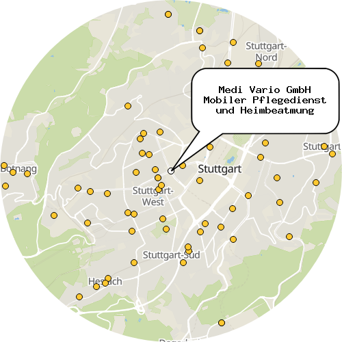 Kartenausschnitt für die Firma Medi Vario GmbH Mobiler Pflegedienst und Heimbeatmung