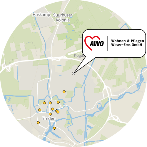 Kartenausschnitt für die Firma AWO Wohnzentrum Gezeitenhaus Emden