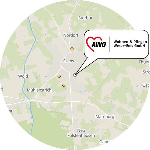 Kartenausschnitt für die Firma AWO Altenwohnzentrum Esens