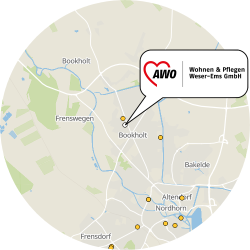 Kartenausschnitt für die Firma AWO Altenwohnzentrum Nordhorn