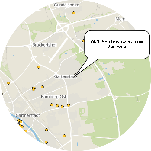 Kartenausschnitt für die Firma AWO-Seniorenzentrum Bamberg
