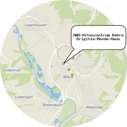 Kartenausschnitt für die Firma AWO-Altenzentrum Bebra Brigitte-Mende-Haus