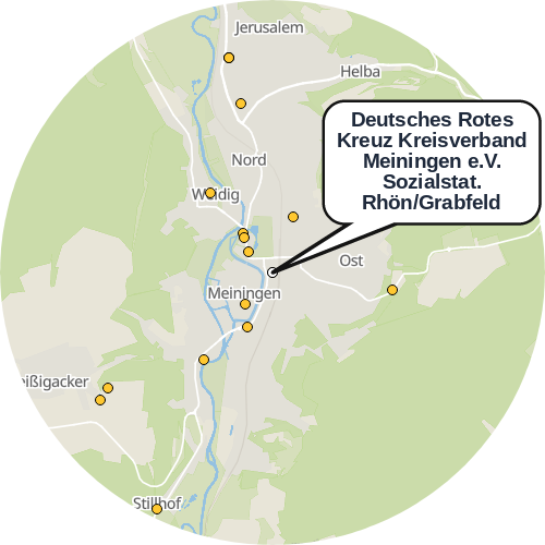 Kartenausschnitt für die Firma Deutsches Rotes Kreuz Kreisverband Meiningen e.V. Sozialstat. Rhön/Grabfeld