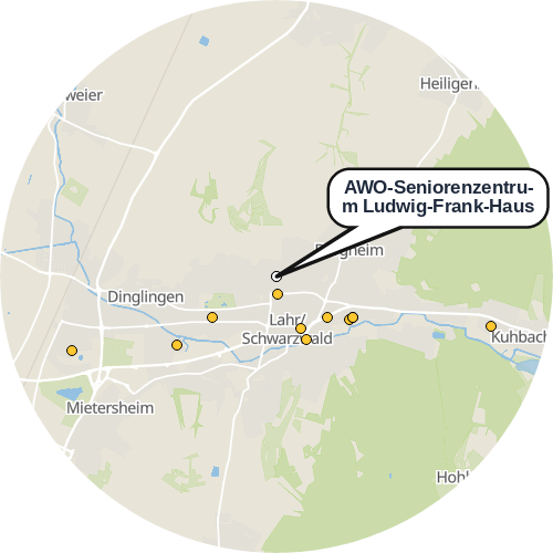 Kartenausschnitt für die Firma AWO-Seniorenzentrum Ludwig-Frank-Haus