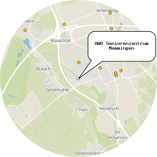 Kartenausschnitt für die Firma AWO Seniorenzentrum Memmingen