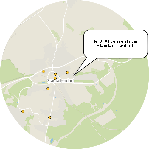 Kartenausschnitt für die Firma AWO-Altenzentrum Stadtallendorf