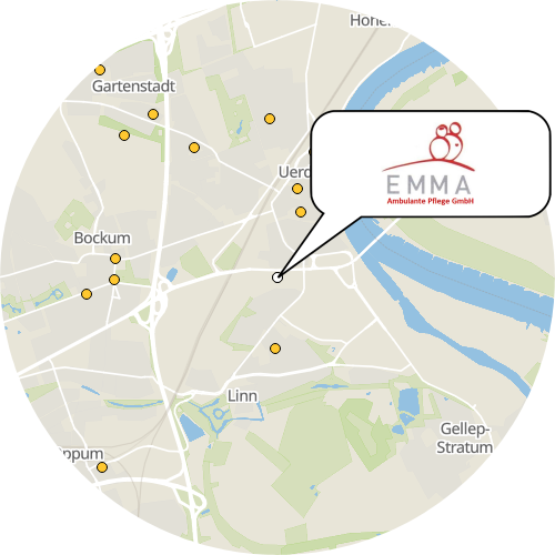 Kartenausschnitt für die Firma EMMA Ambulante Pflege GmbH