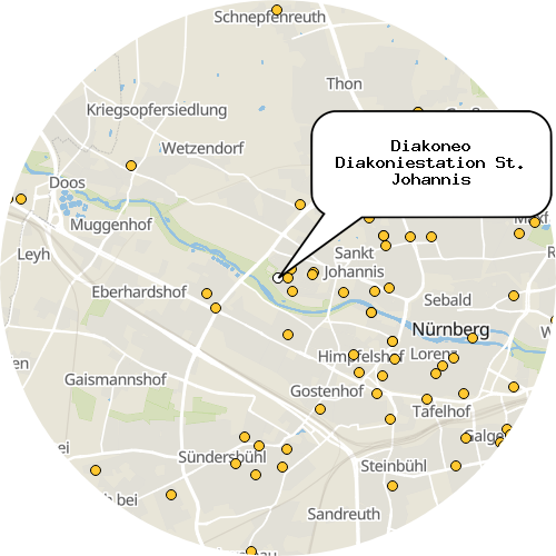 Kartenausschnitt für die Firma Diakoneo Diakoniestation St. Johannis
