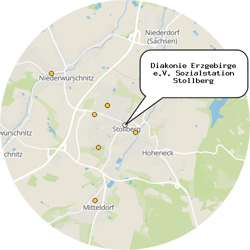 Kartenausschnitt für die Firma Diakonie Erzgebirge e.V. Sozialstation Stollberg