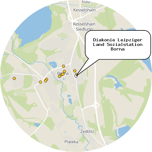 Kartenausschnitt für die Firma Diakonie Leipziger Land Sozialstation Borna