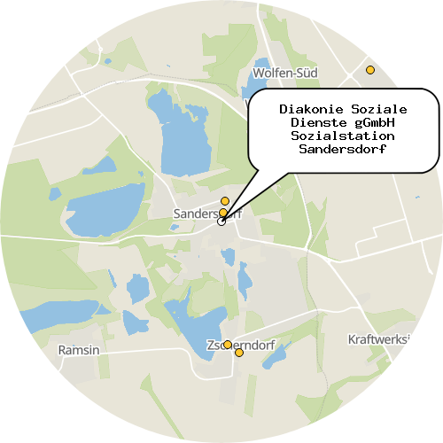 Kartenausschnitt für die Firma Diakonie Soziale Dienste gGmbH Sozialstation Sandersdorf