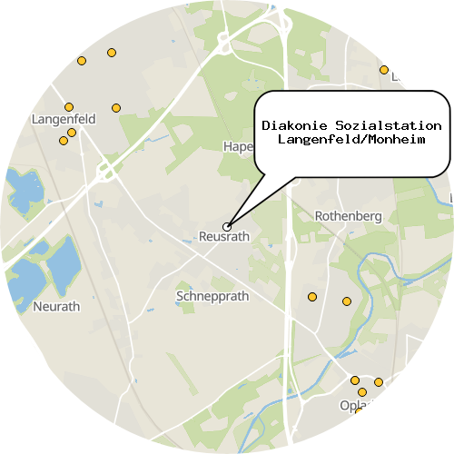 Kartenausschnitt für die Firma Diakonie Sozialstation Langenfeld/Monheim