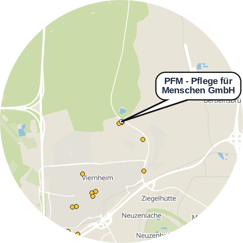 Kartenausschnitt für die Firma PFM - Pflege für Menschen GmbH