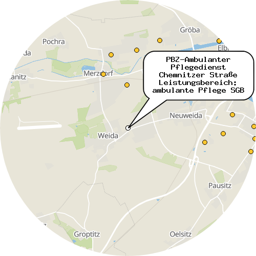 Kartenausschnitt für die Firma PBZ-Ambulanter Pflegedienst Chemnitzer Straße Leistungsbereich: ambulante Pflege SGB XI